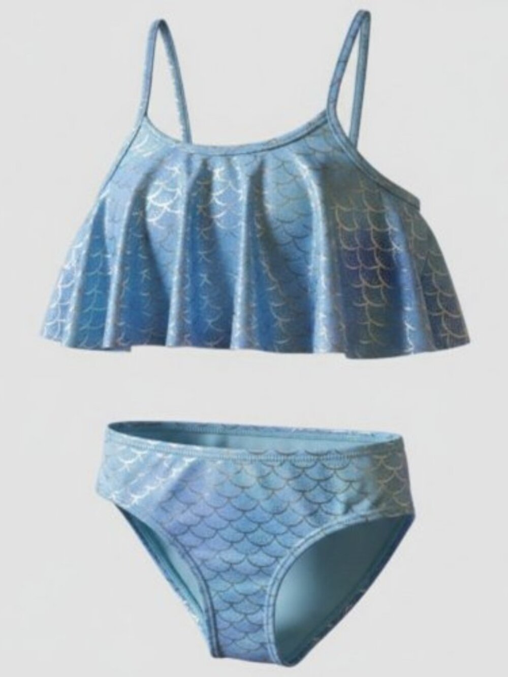 NEW Blue Mermaid Print B MAGICAL Ruffled Top Tankini Bathing Suit Girls Size 10